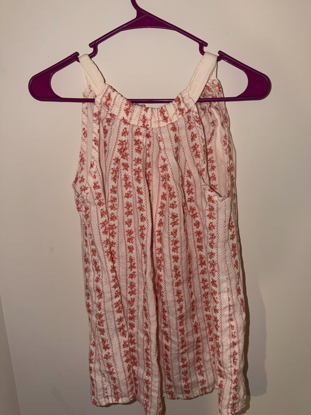 Ladies White and Rust Printed flowy tank